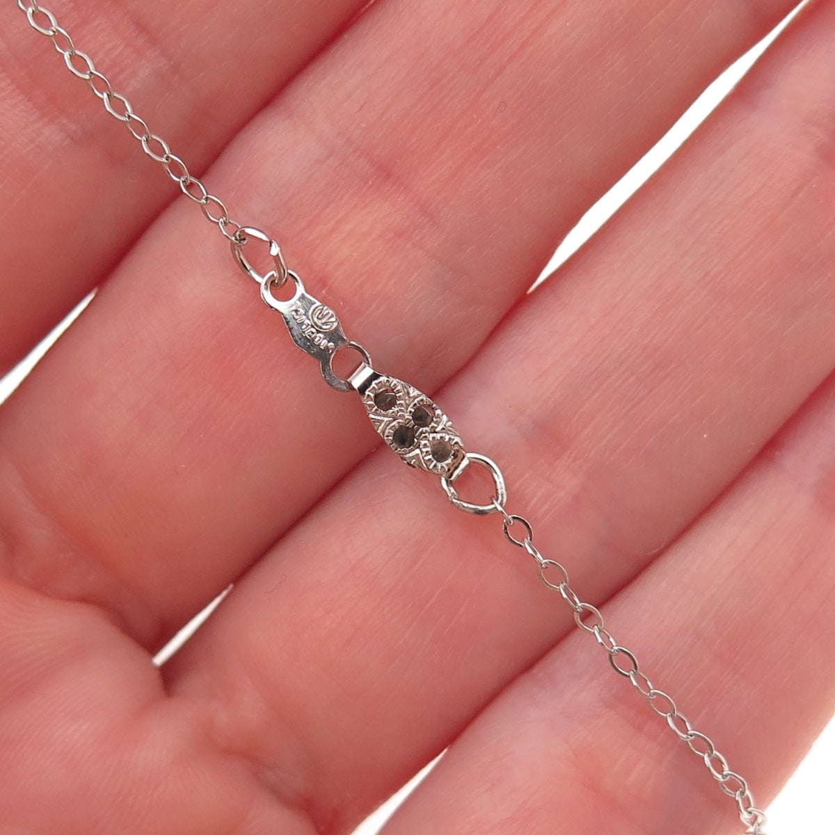 925 Sterling Silver Vintage Aquarius Zodiac Sign Cable Chain Necklace 18"