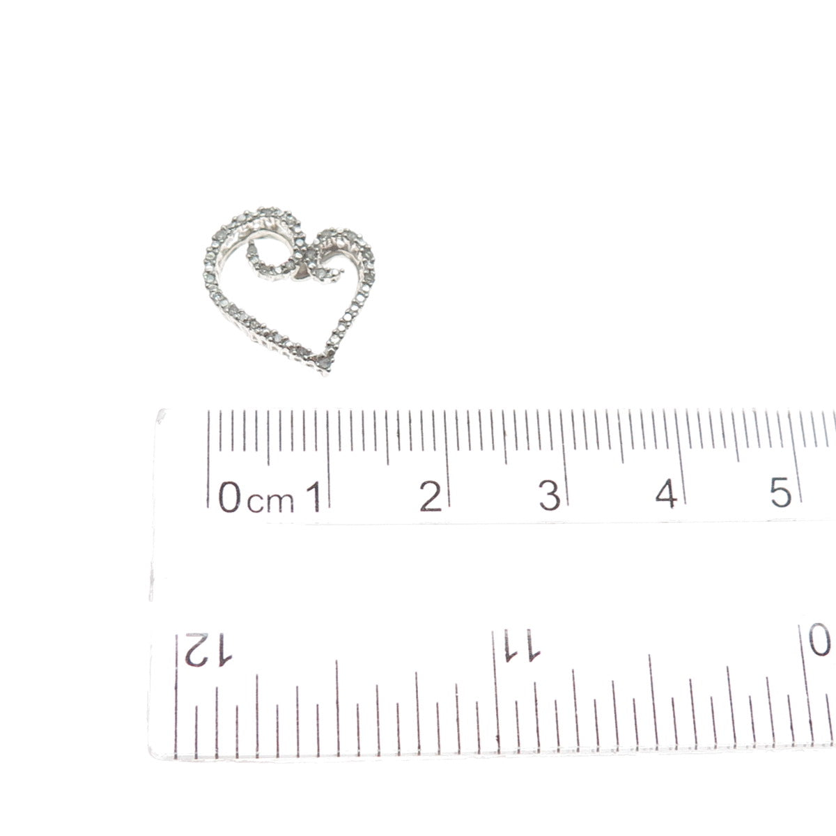 HN HENG NGAI 925 Sterling Silver Real Round-Cut Diamond Heart Mini Slide Pendant