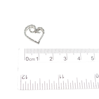 HN HENG NGAI 925 Sterling Silver Real Round-Cut Diamond Heart Mini Slide Pendant