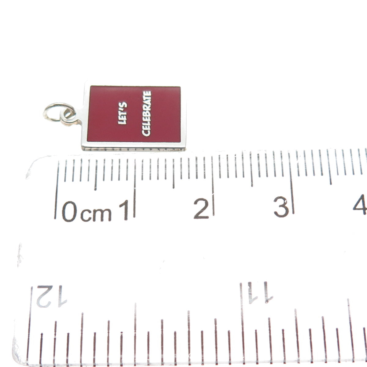 925 Sterling Silver Red Enamel Let's Celebrate Minimalist Charm Pendant