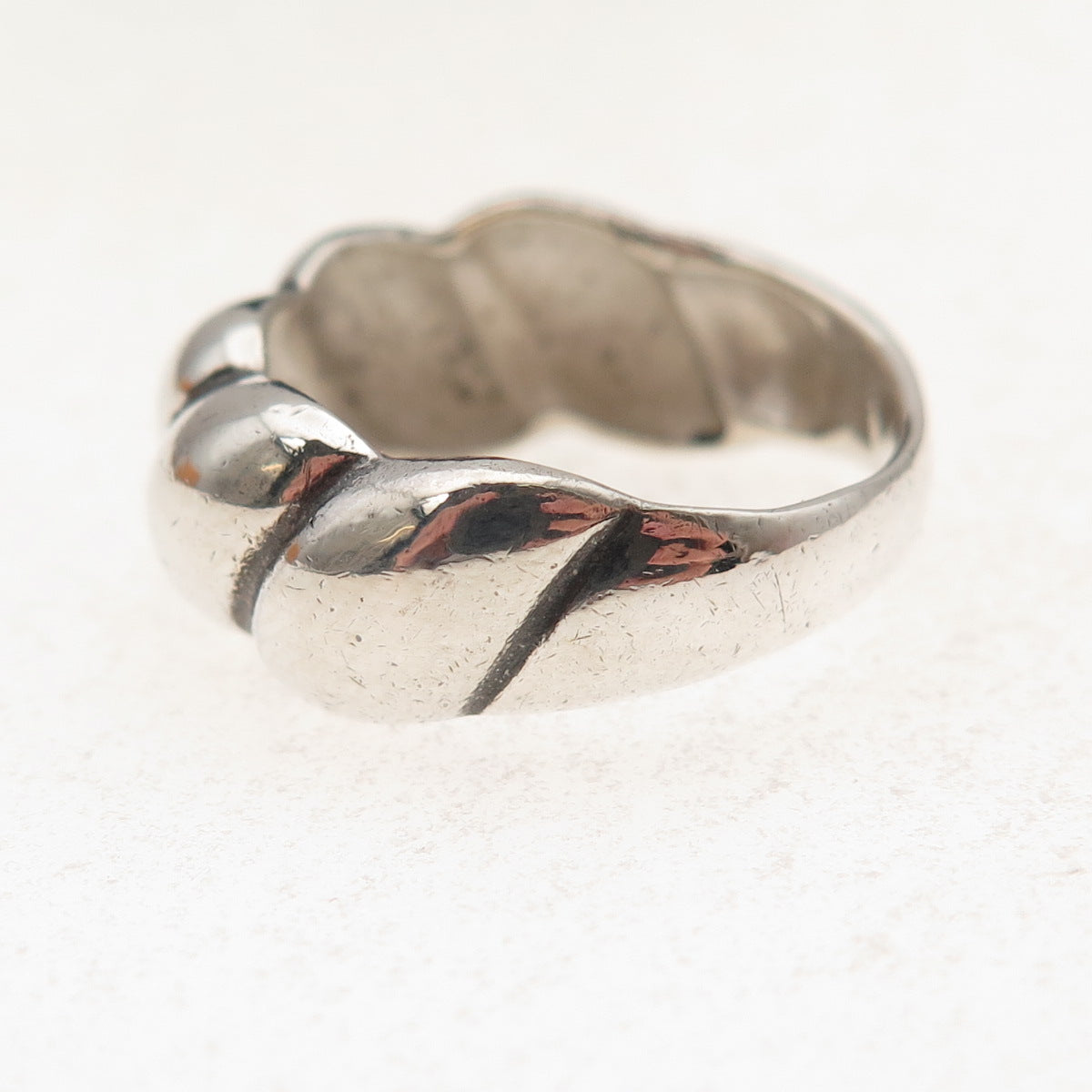 925 Sterling Silver Vintage Modernist Oxidized Ring Size 6.75