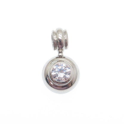 MILOR 925 Sterling Silver Italy Round-Cut Shaped C Z Minimalist Pendant
