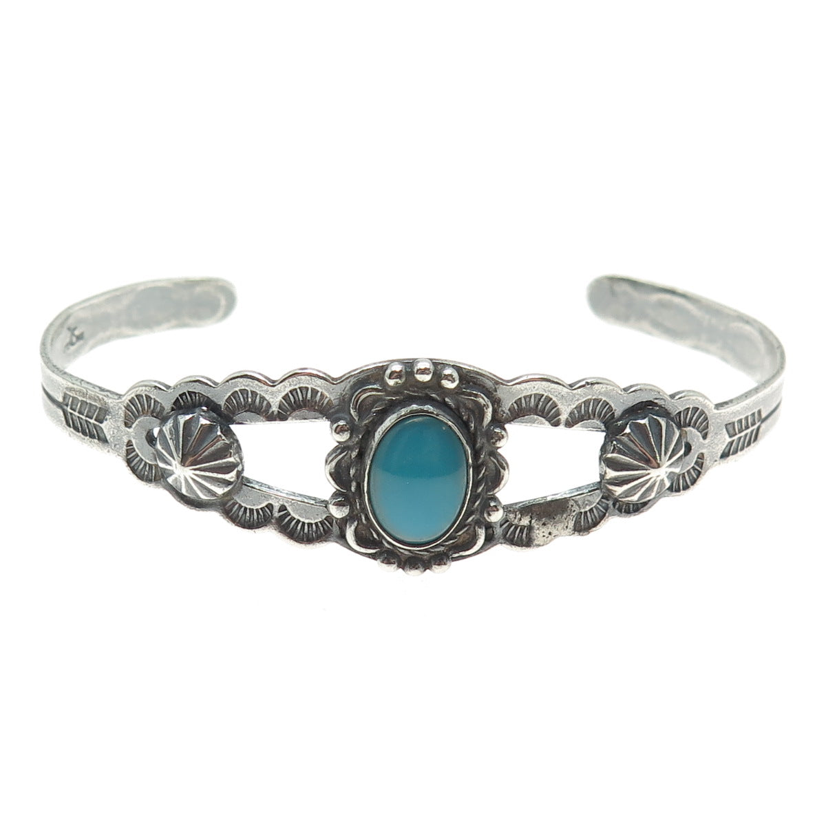 BELL TRADING POST Old Pawn 925 Sterling Silver Turquoise Adjustable Bracelet 6"