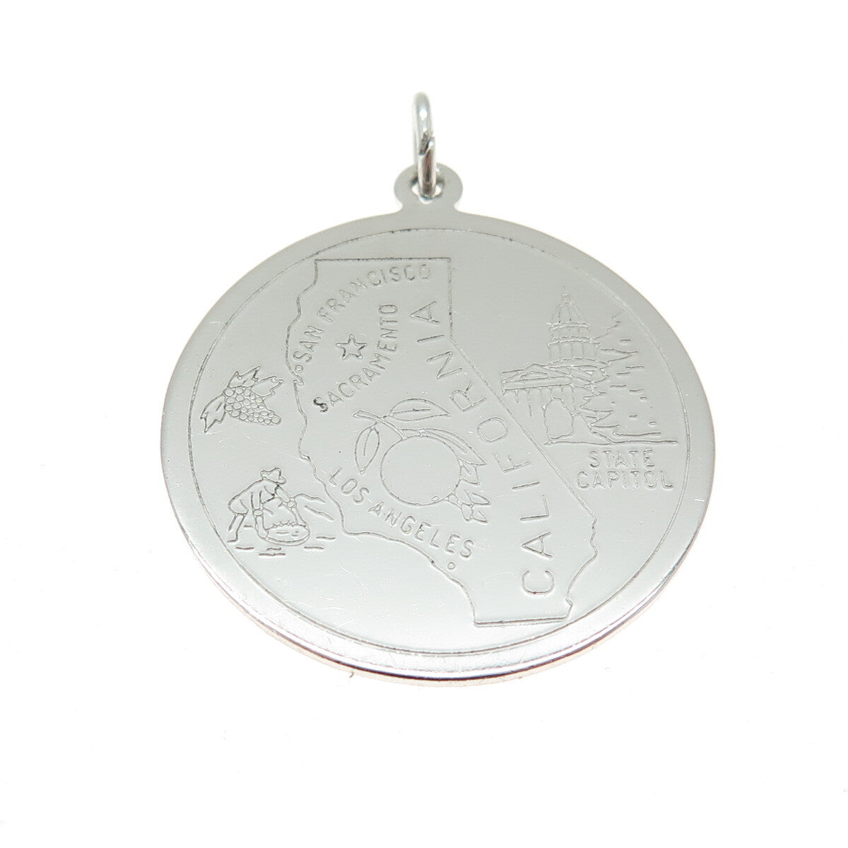 AUTOMADE 925 Sterling Silver Vintage California State Round Charm Pendant