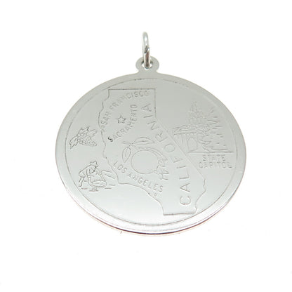 AUTOMADE 925 Sterling Silver Vintage California State Round Charm Pendant