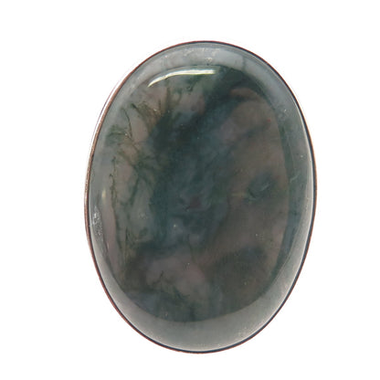 925 Sterling Silver Vintage JHS London Real Agate Statement Ring Size 8.75