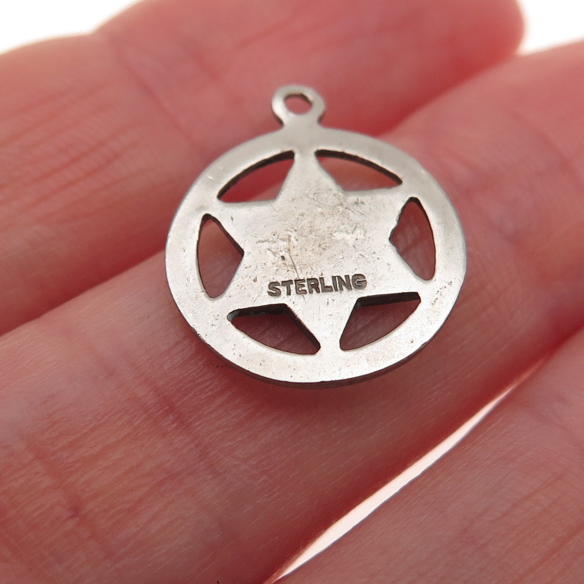 925 Sterling Silver Vintage Enamel Zion Judaica Star of David Charm Pendant