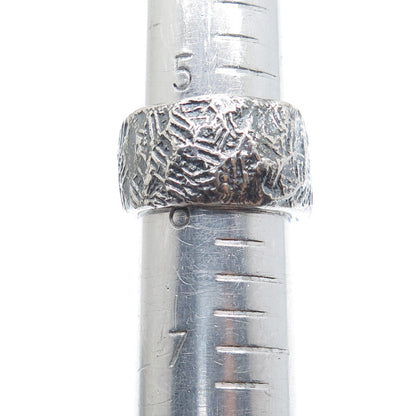 BRIM BITER 925 Sterling Silver Vintage Modernist Oxidized Band Ring Size 6