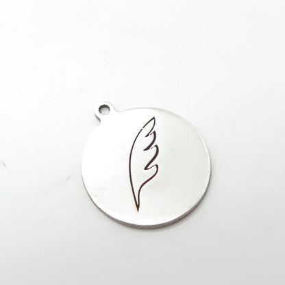 925 Sterling Silver USA Two In Town Feather Charm Pendant