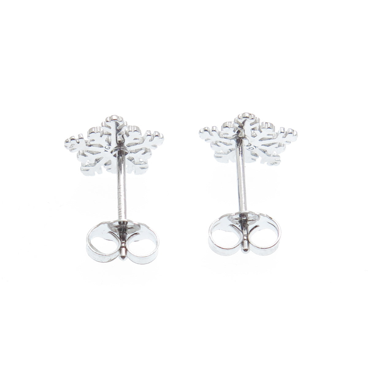 925 Sterling Silver Round-Cut C Z Snowflake Stud Earrings