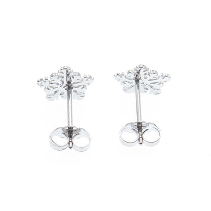 925 Sterling Silver Round-Cut C Z Snowflake Stud Earrings