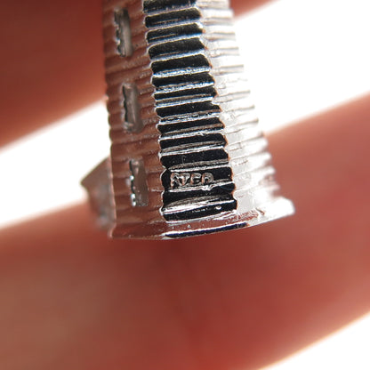 925 Sterling Silver Vintage Lighthouse 3D Charm Pendant