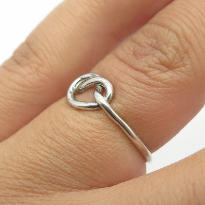 925 Sterling Silver Vintage Heart Knot Ring Size 5