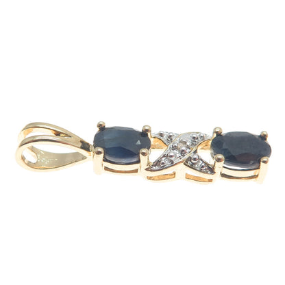 ROSS SIMONS 925 Sterling Silver Gold Plated Real Gold Plated & Sapphire Pendant