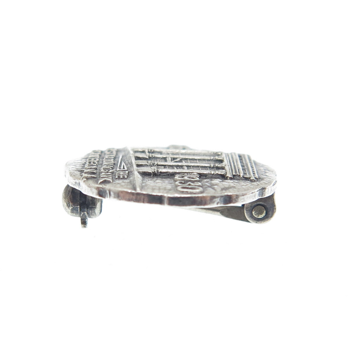 925 Sterling Silver Antique First National Bank 1864-1930 Oxidized Pin Brooch