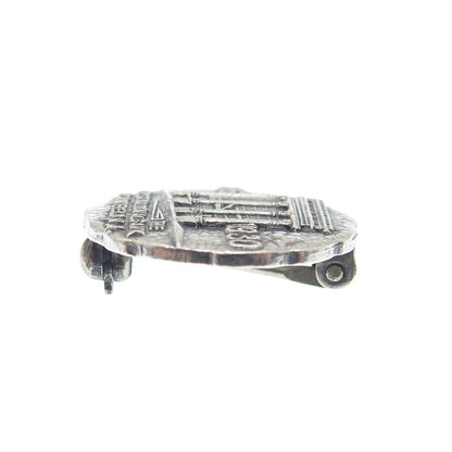 925 Sterling Silver Antique First National Bank 1864-1930 Oxidized Pin Brooch
