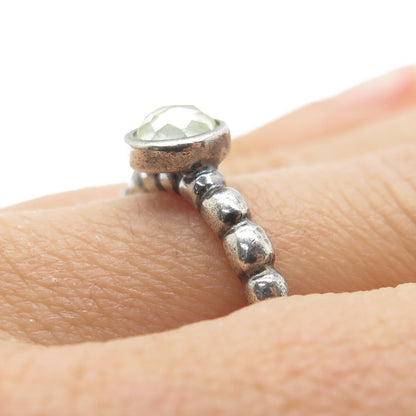 PANDORA 925 Sterling Silver Clear Crystal Beaded Ring Size 8.5