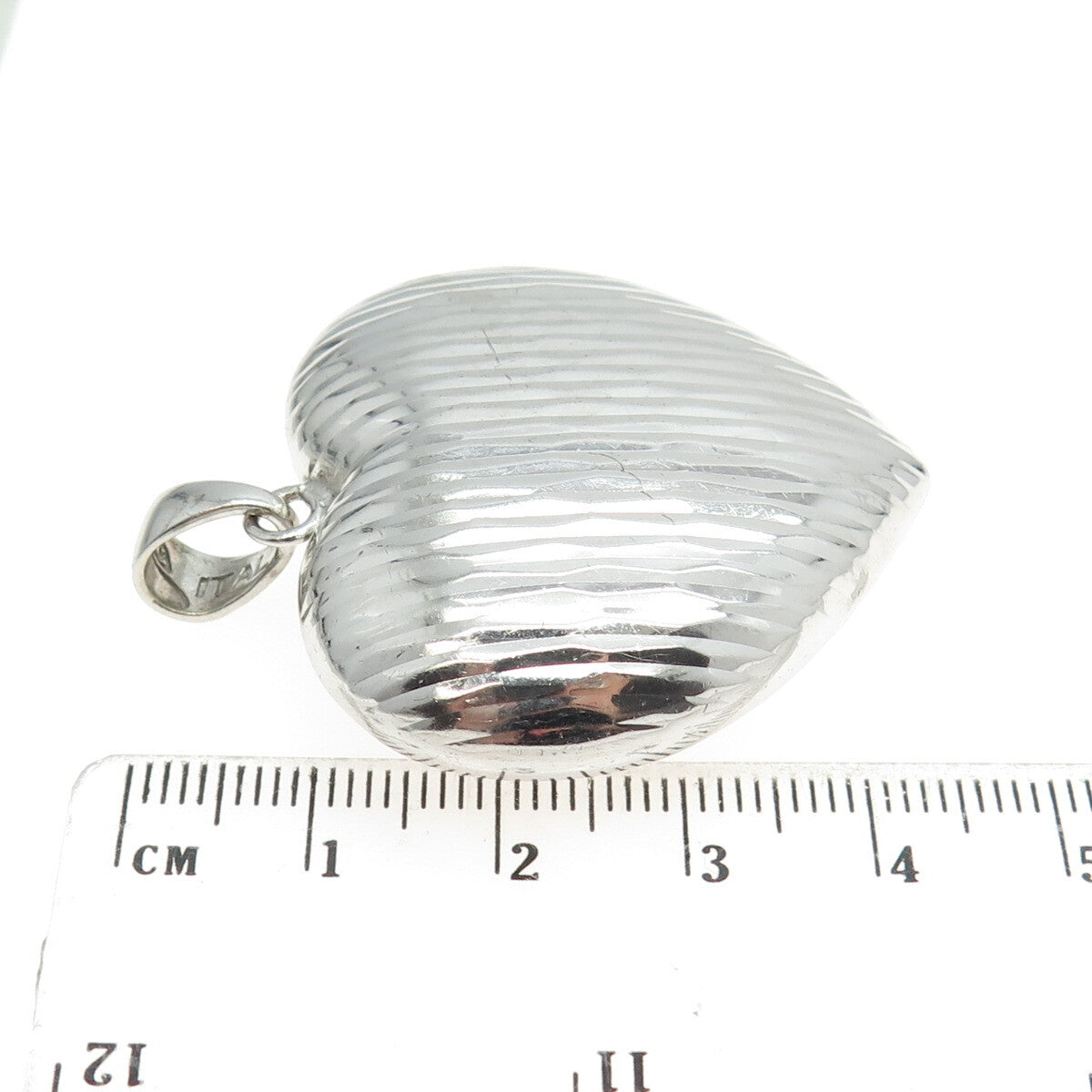 GIOIELLI DI VALENZA 925 Sterling Silver Vintage Italy Puffy Heart Pendant