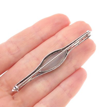 925 Sterling Silver Antique Art Deco Real Agate Oxidized Pin Brooch
