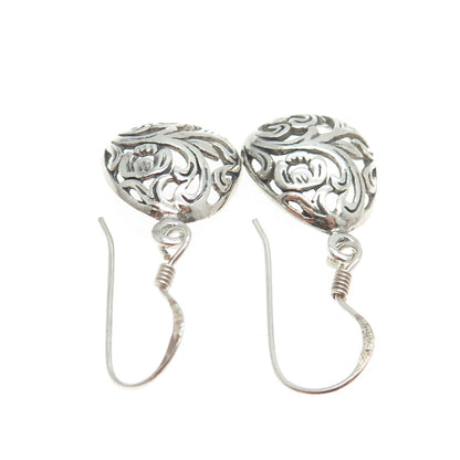 925 Sterling Silver Vintage Ornate Dangling Hook Earrings