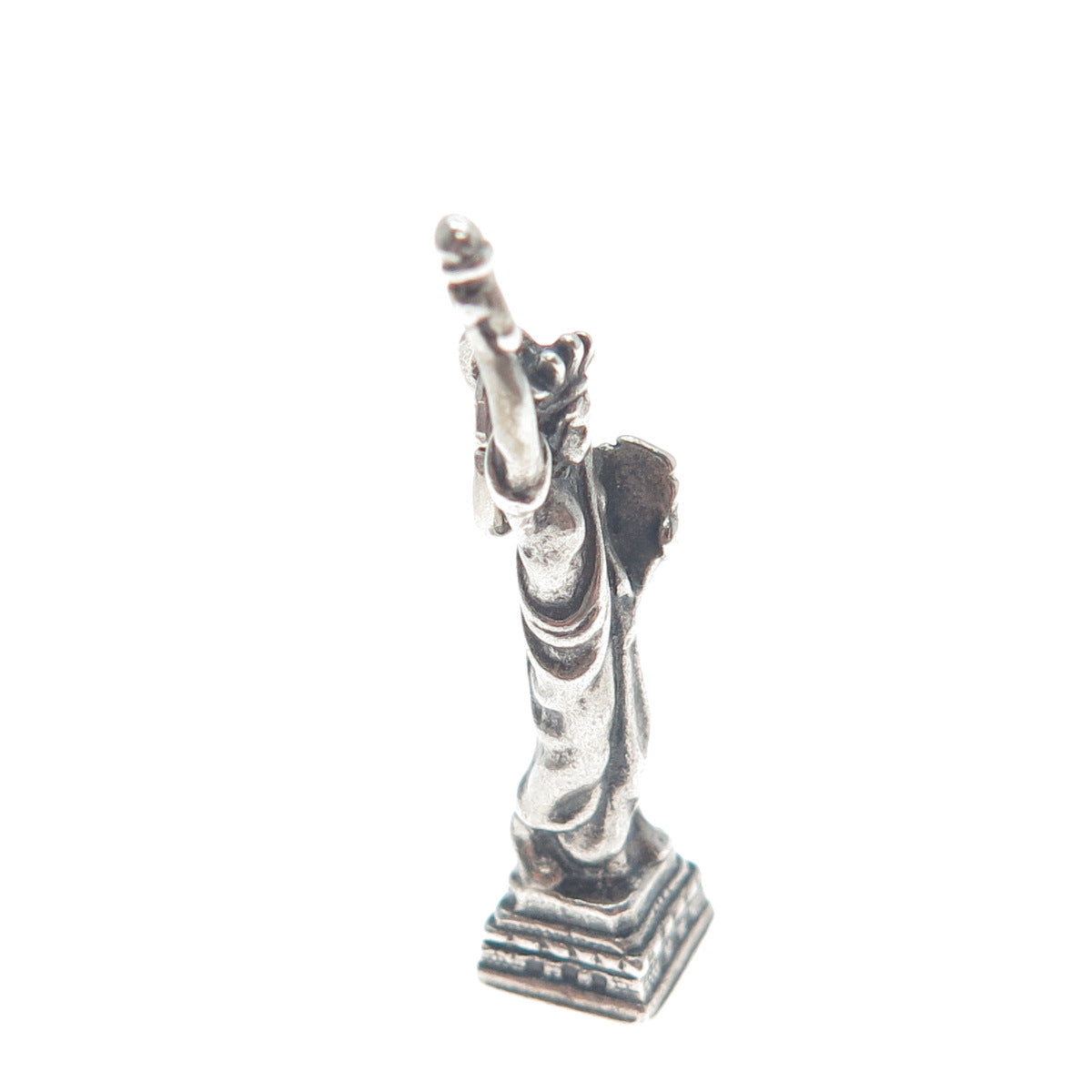 925 Sterling Silver Vintage Statue of Liberty Oxidized 3D Charm Pendant