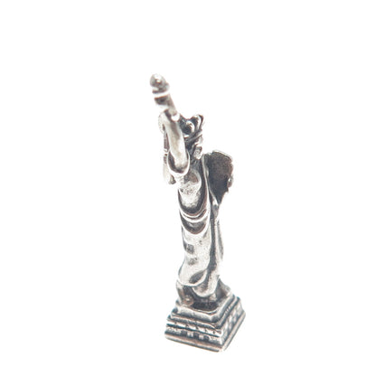 925 Sterling Silver Vintage Statue of Liberty Oxidized 3D Charm Pendant