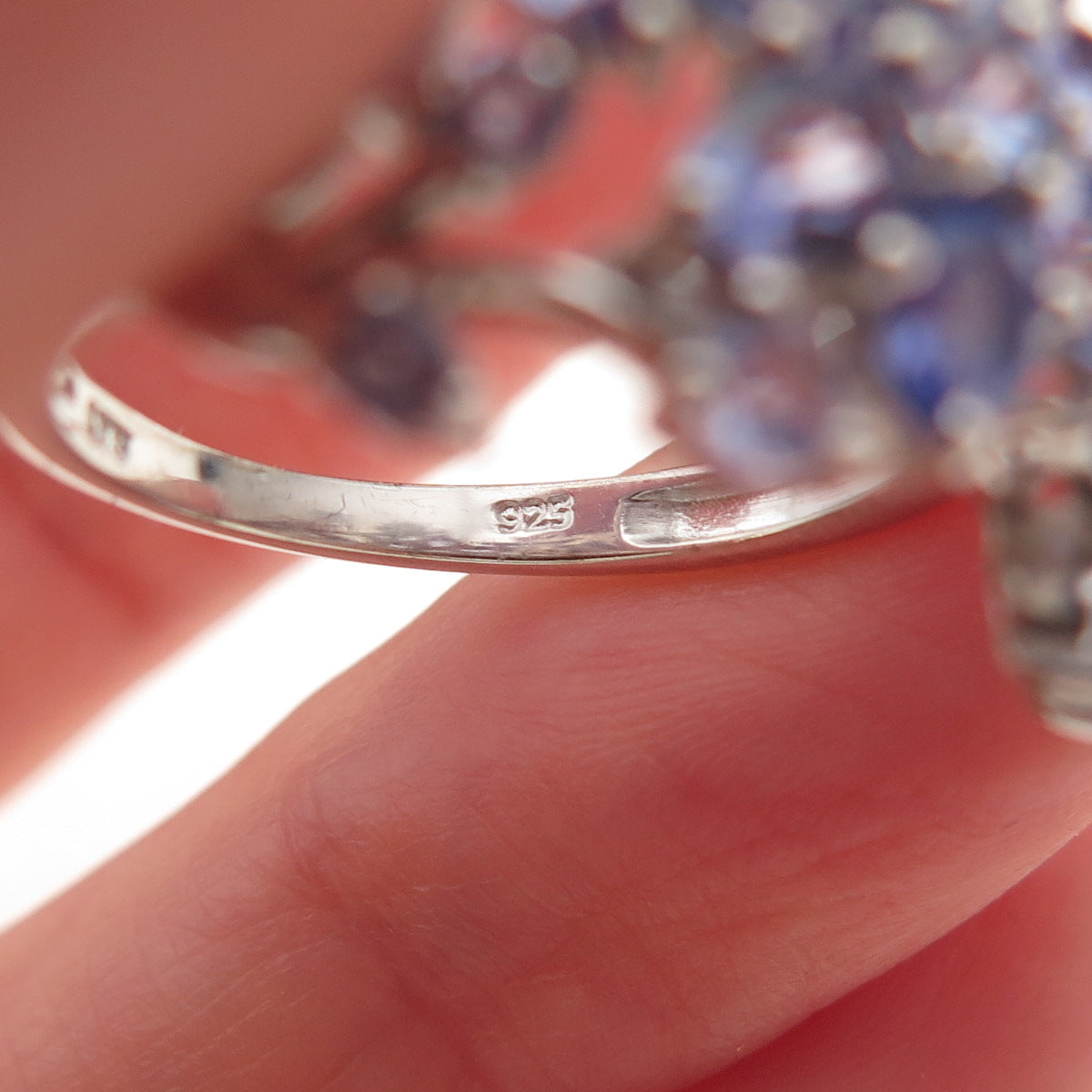 Chuck Clemency 925 Sterling Silver Real Tanzanite Floral Cluster Ring Size 8