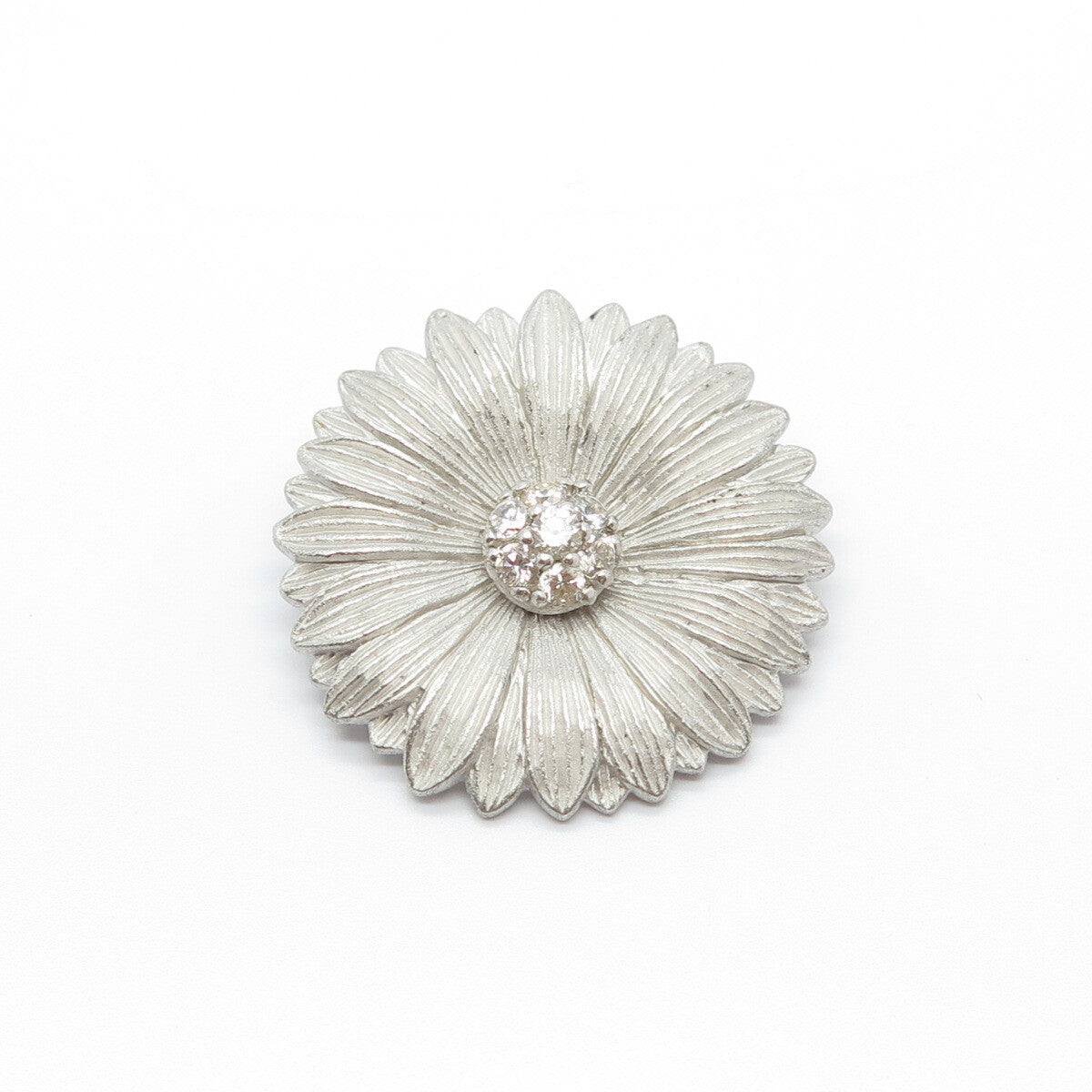 925 Sterling Silver C Z Sunflower Slide Pendant