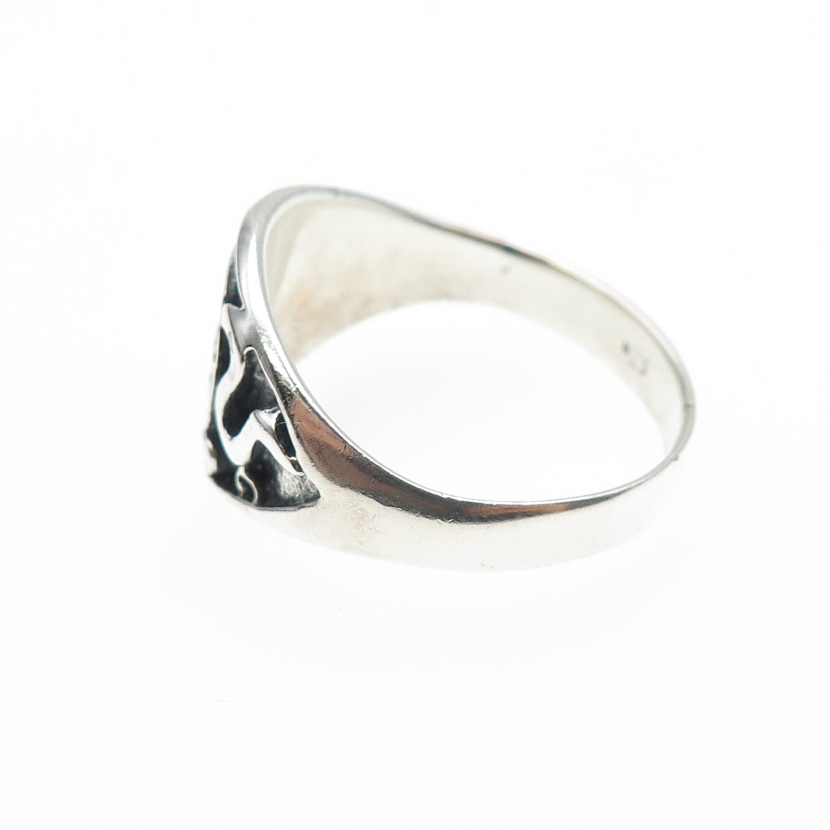 925 Sterling Silver Vintage Pentagram Oxidized Biker Ring Size 13