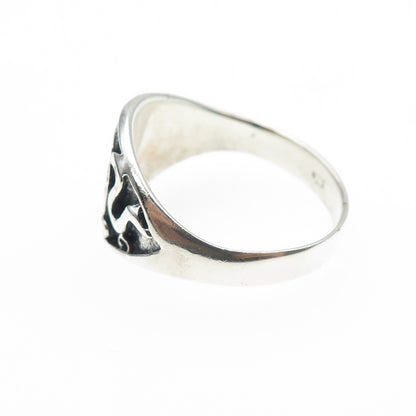925 Sterling Silver Vintage Pentagram Oxidized Biker Ring Size 13