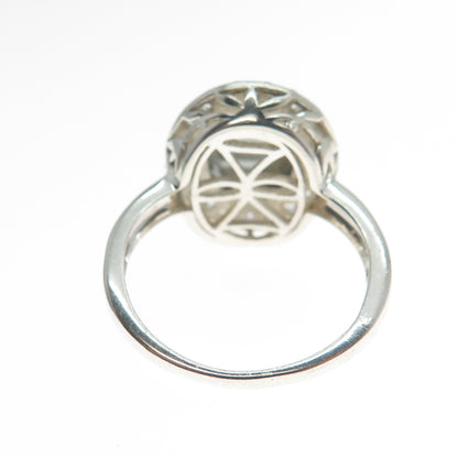 925 Sterling Silver Real Doublet Iolite & Round-Cut C Z Ring Size 8.25