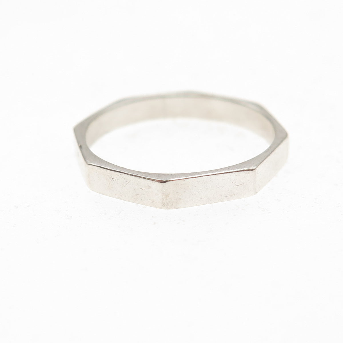 925 Sterling Silver Vintage Octagon Band Ring Size 5