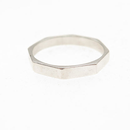 925 Sterling Silver Vintage Octagon Band Ring Size 5