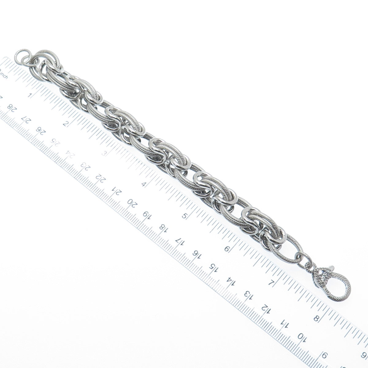 JUDITH RIPKA 925 Sterling Silver Round-Cut C Z Multi-Circle Link Bracelet 7"