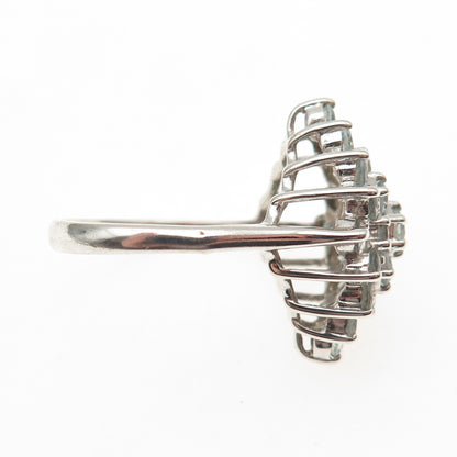 ROSS SIMONS 925 Sterling Silver Vintage Real Round-Cut Blue Topaz Ring Size 8