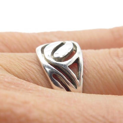 925 Sterling Silver Vintage Yin Yang Modernist Ring Size 6.25