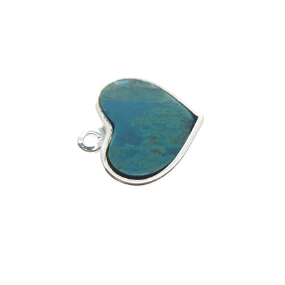 ELIAS 925 Sterling Silver Vintage Peru Real Kingman Turquoise Heart Mini Pendant
