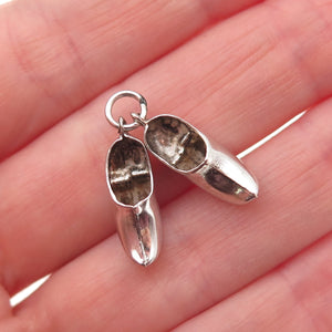 835 Silver Vintage Dutch Clog Shoes Oxidized 3D Mini Charm Pendant