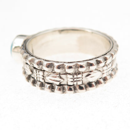 925 Sterling Silver Vintage Real Sleeping Beauty Turquoise Ring Size 9.5