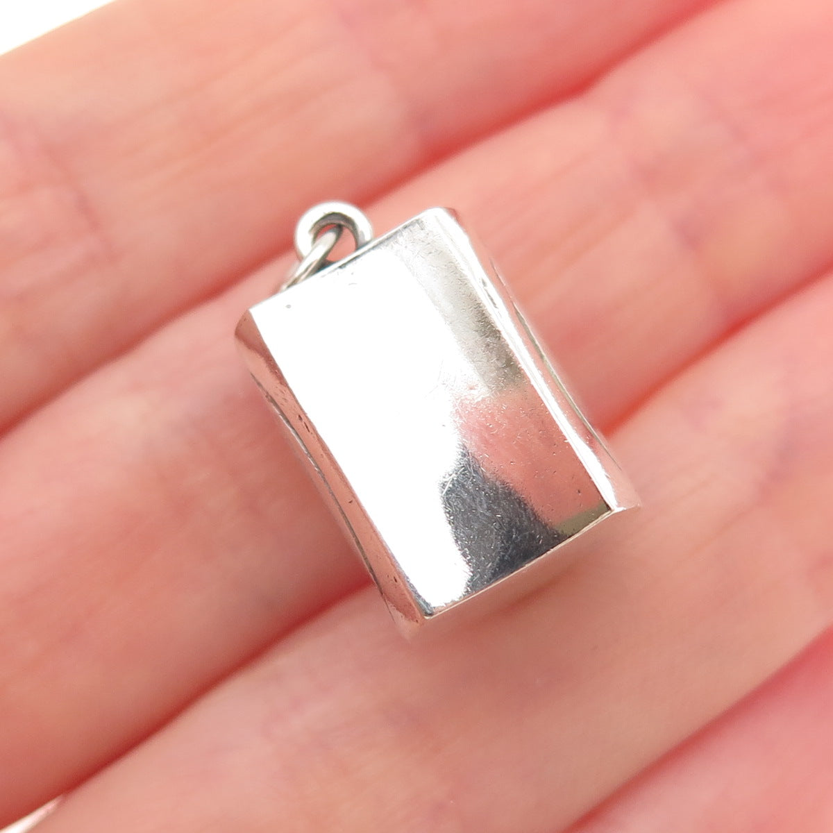 925 Sterling Silver Vintage Modernist Beaded 3D Mini Charm Pendant