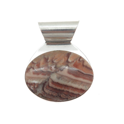 GENEVA RAMONE Silver Creations Old Pawn 925 Sterling Vintage Agate Slide Pendant