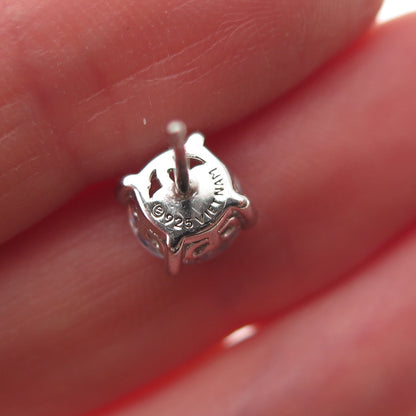 925 Sterling Silver Round-Cut C Z Stud Earrings