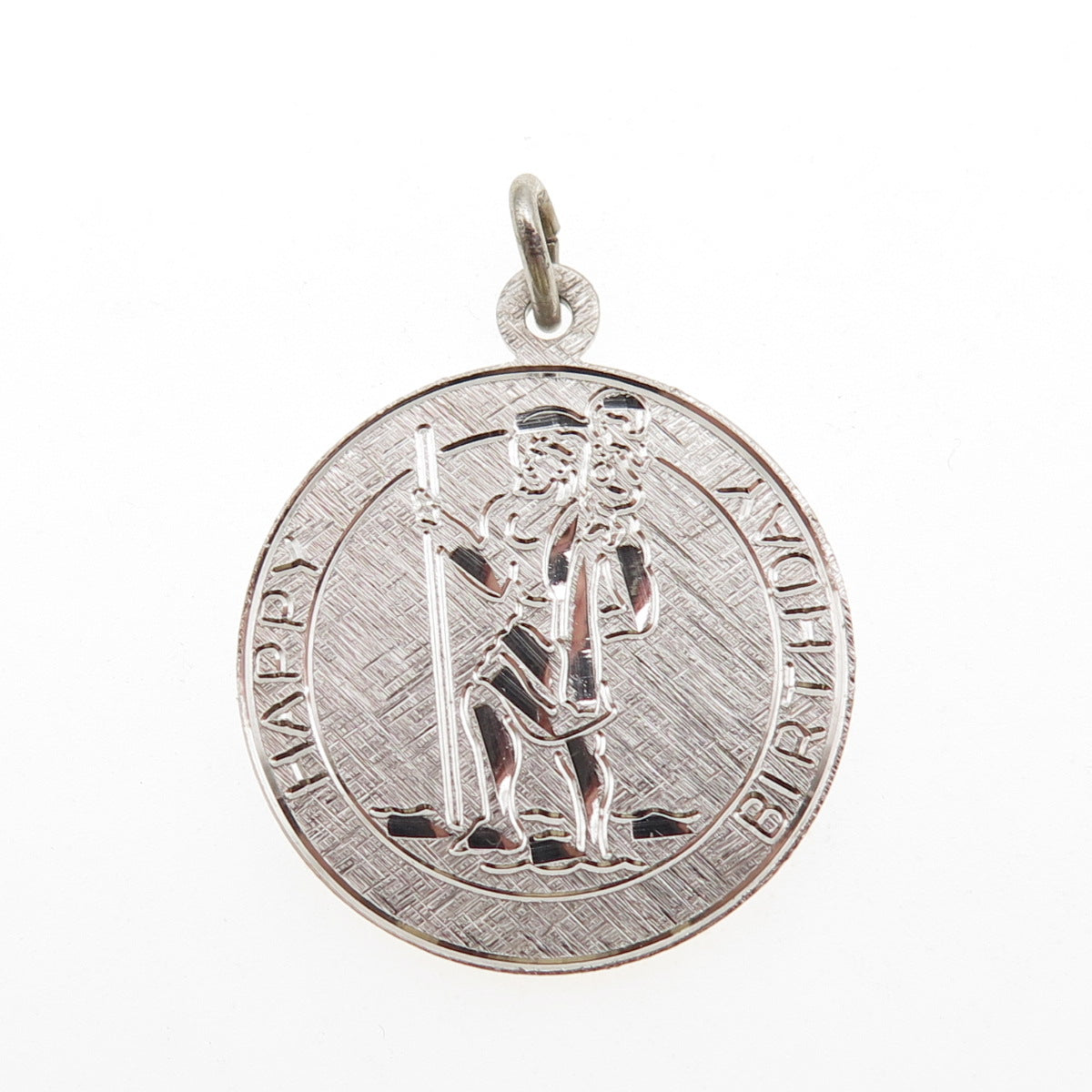 Walter E. Hayward Sterling Silver Vintage Happy Birthday St. Christopher Pendant