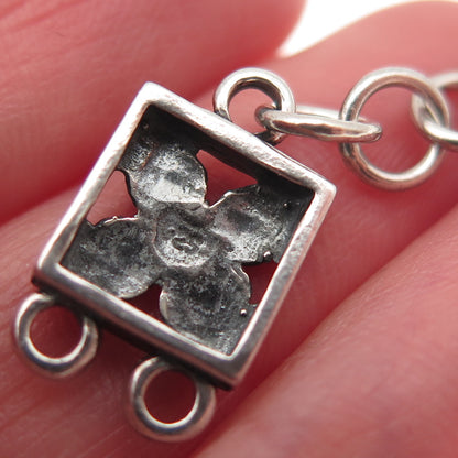 Tres Jolie 925 Sterling Silver Vintage Hook Lock Clasp Necklace Floral Ends