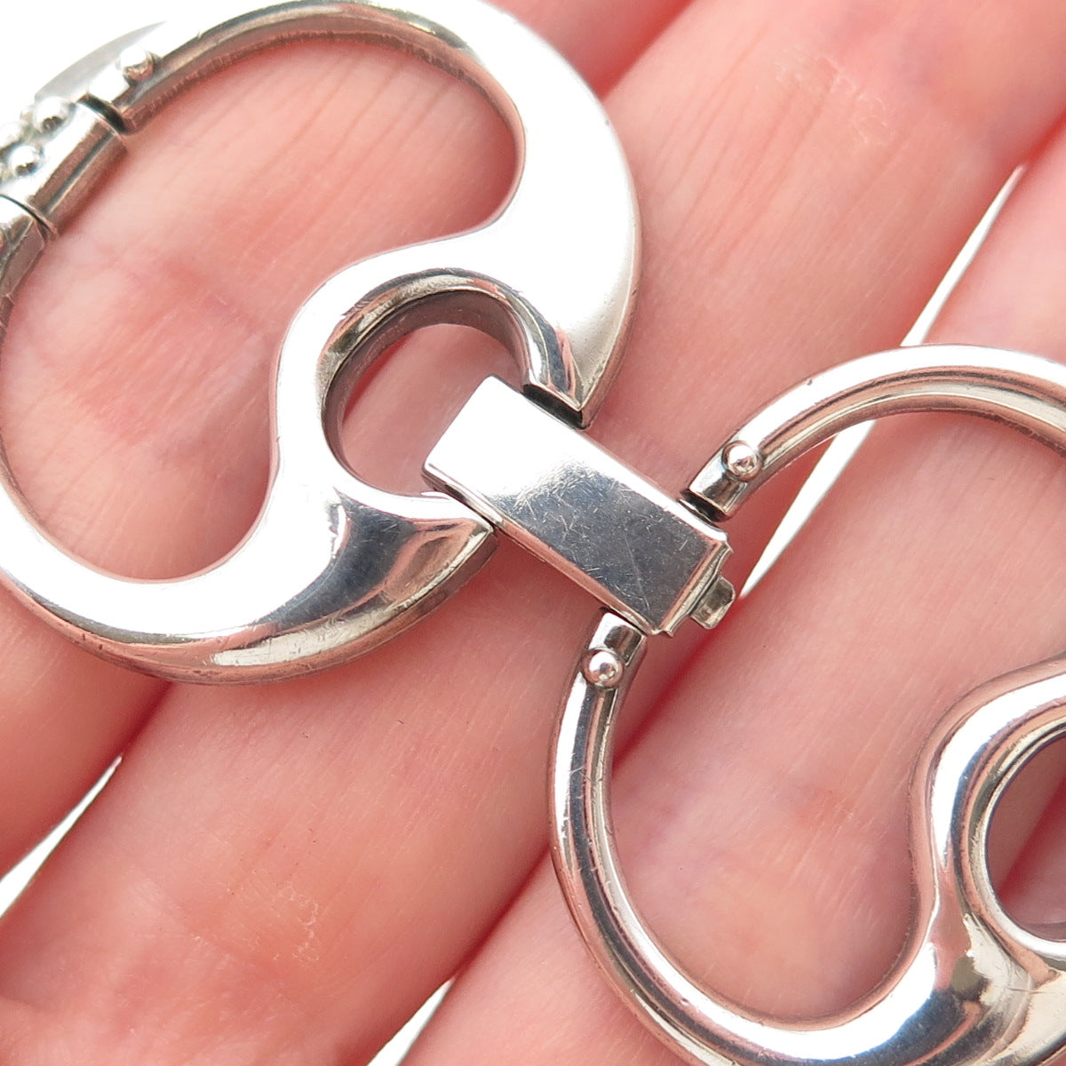 Rodi Wienenberger 925 Sterling Silver Vintage Modernist Panel Link Bracelet 7.5"