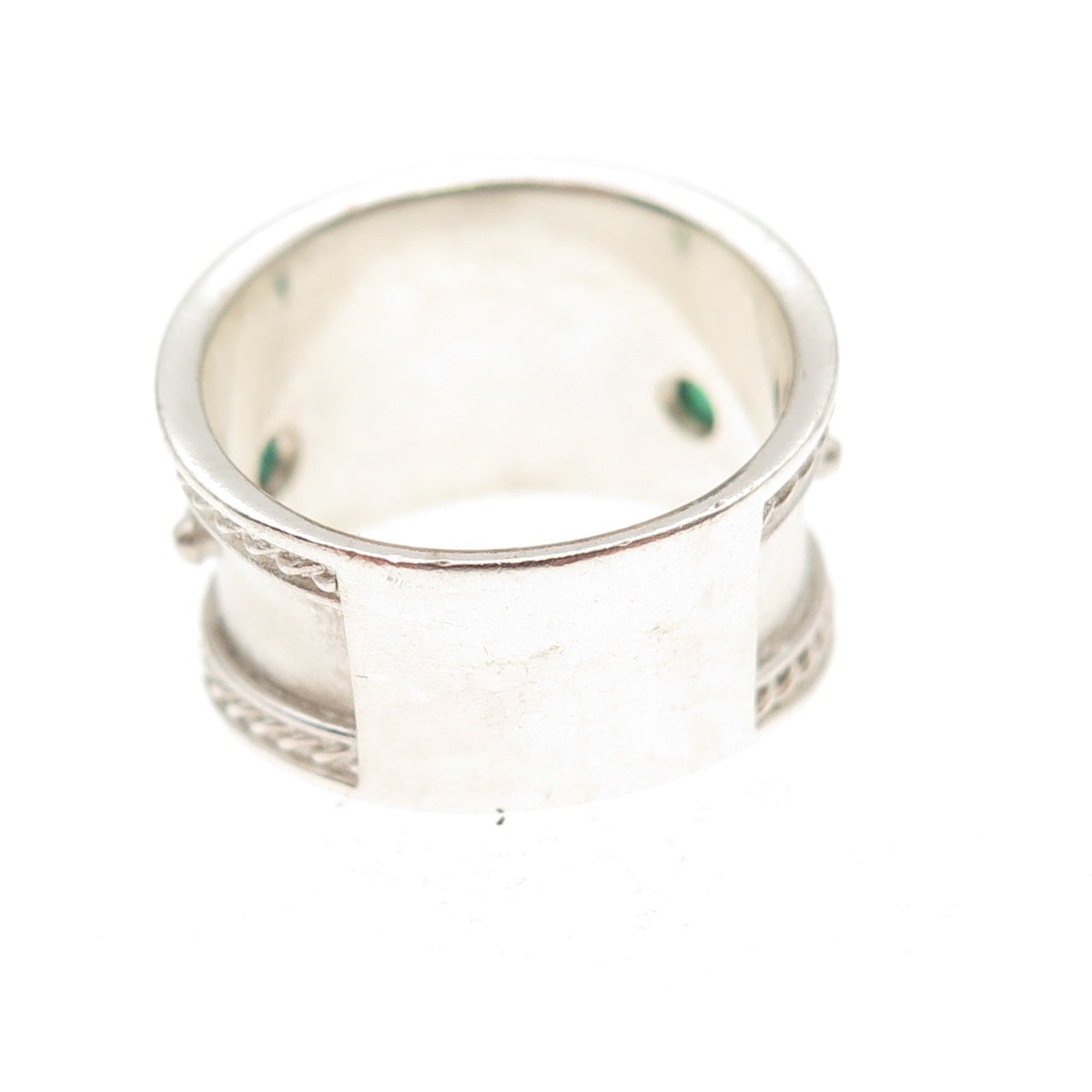 925 Sterling Vintage JB Ireland Real Green Chalcedony Claddagh Ring Size 6