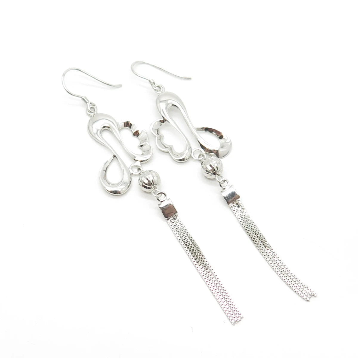 925 Sterling Silver Modernist Dangling Drop Earrings