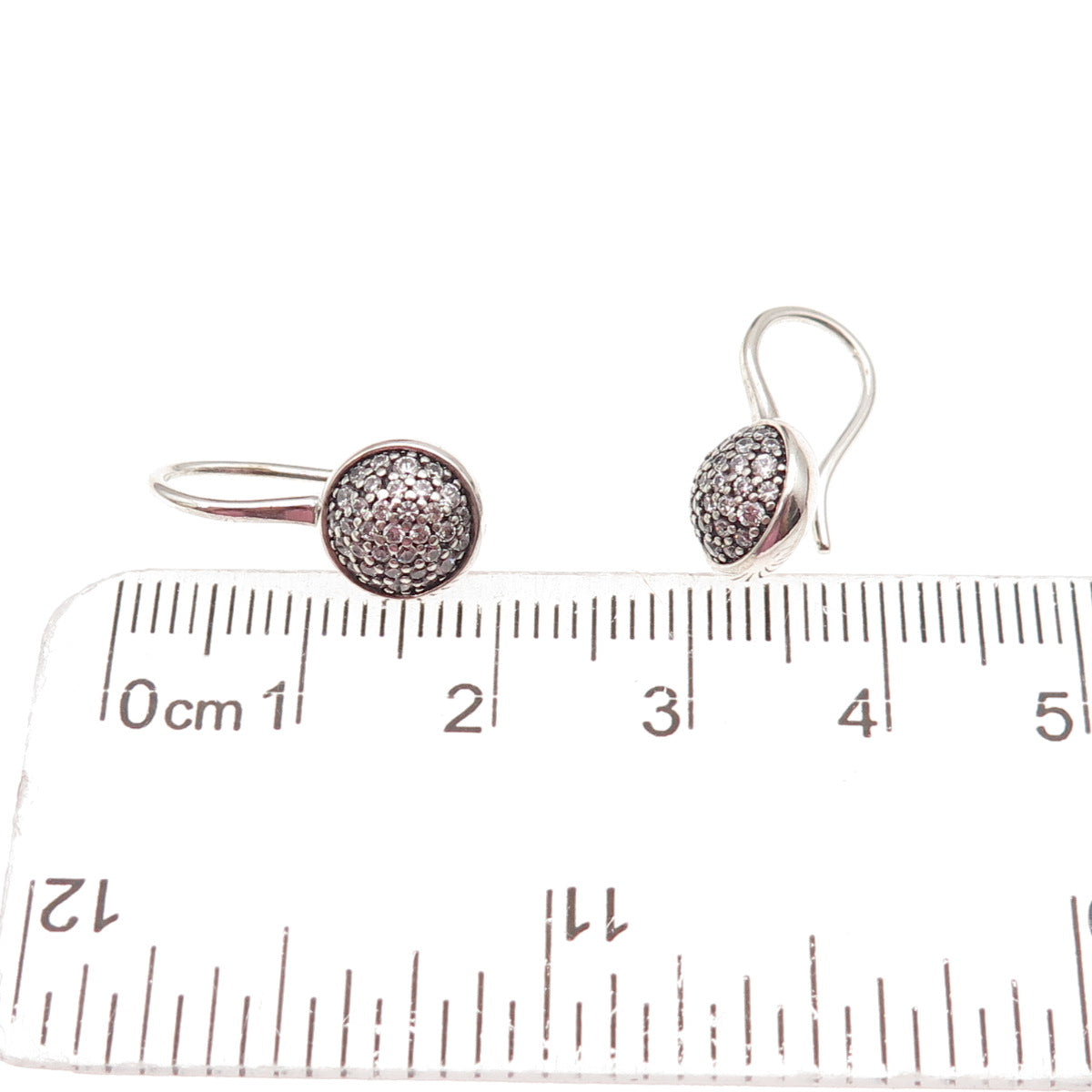 Pandora 925 Sterling Silver Round-Cut C Z Disc Earrings