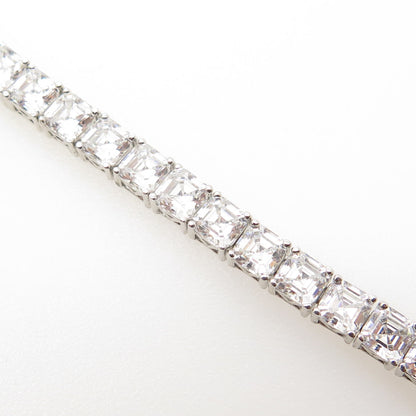 925 Sterling Silver Radiant-Cut C Z Tennis Link Bracelet 6.75"