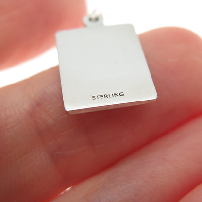 925 Sterling Silver Red Enamel Super Awesome! Minimalist Charm Pendant